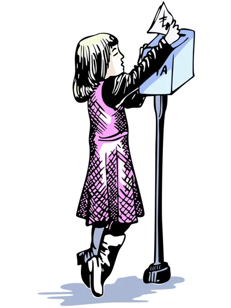 Μικρό κορίτσι στέλνει mail — Διανυσματικό Αρχείο