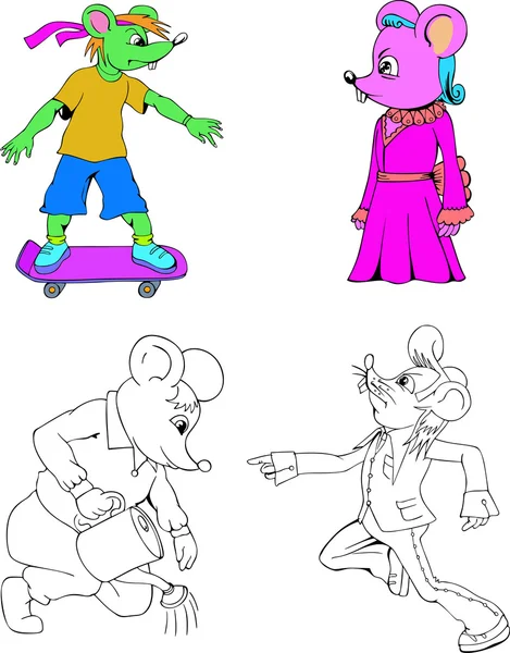 Desenhos animados de ratos — Vetor de Stock