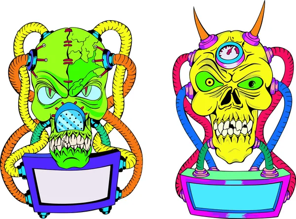 Modèles de crâne de monstre — Image vectorielle