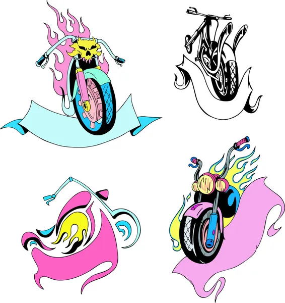 Motorcycles with ribbons — Stock Vector