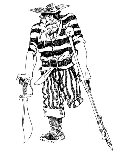Velho pirata de uma perna — Vetor de Stock