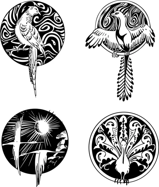 Diseños de aves redondas — Archivo Imágenes Vectoriales