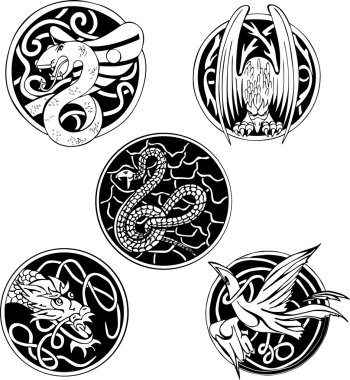 Round animal designs clipart