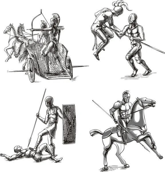 Gamla gladiator skisser — Stock vektor