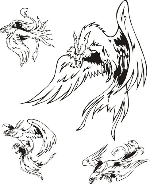 Татуировки хищных птиц — стоковый вектор