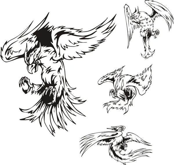 Predatory Bird Tattoos — Stock Vector