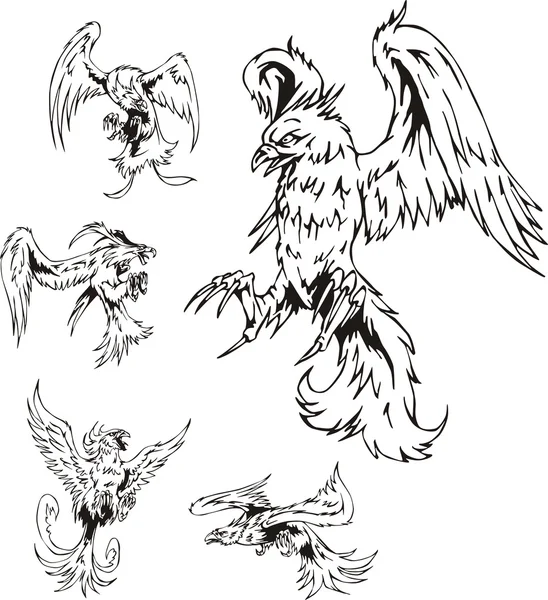 Tatuajes de aves depredadoras — Archivo Imágenes Vectoriales