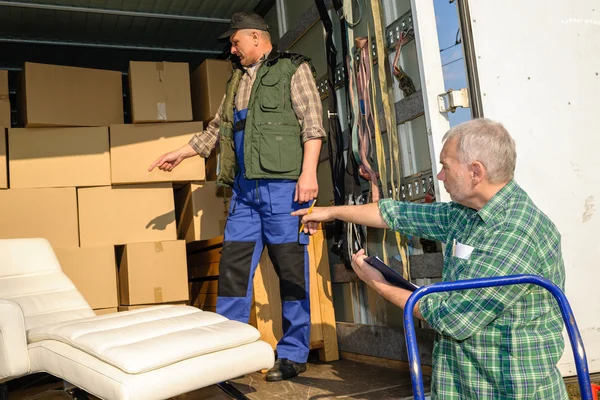 Two mover load van with furniture boxes — Stock Photo, Image