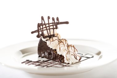 Sacher cake with whipped cream and chocolate clipart
