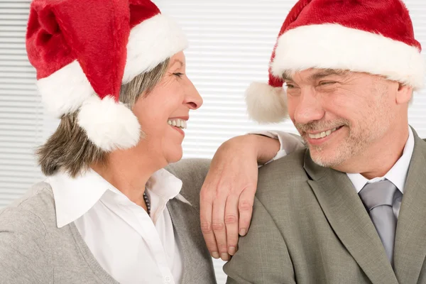 Christmas hat senior businesspeople fun laughing — Stock Photo, Image
