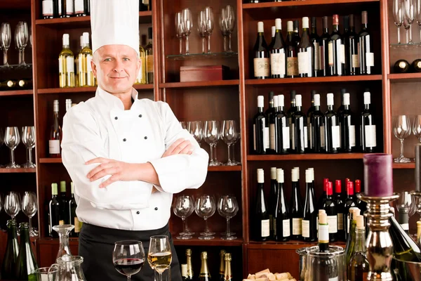 Chef cook confident professional posing restaurant — Stock Photo, Image