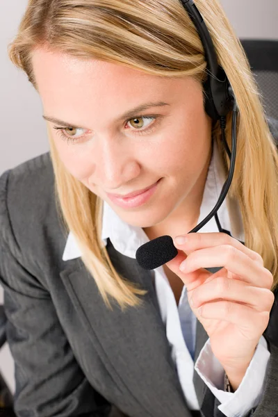 客户服务女人调用运算符电话耳机 — 图库照片