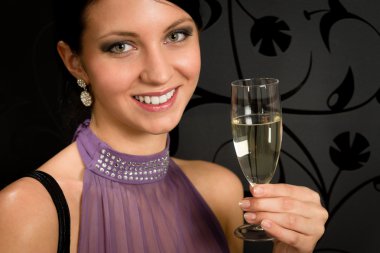 Woman party dress drink champagne glass clipart