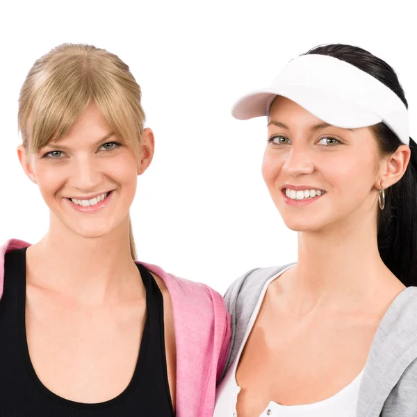 Gülümseyen iki spor kadın arkadaş — Stok fotoğraf