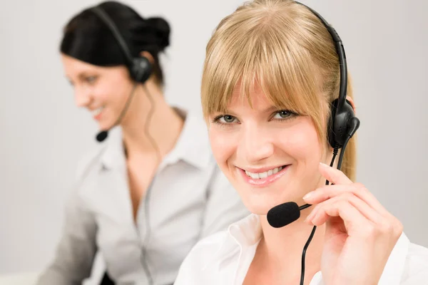 Klant service vrouw call center telefoon headset — Stockfoto