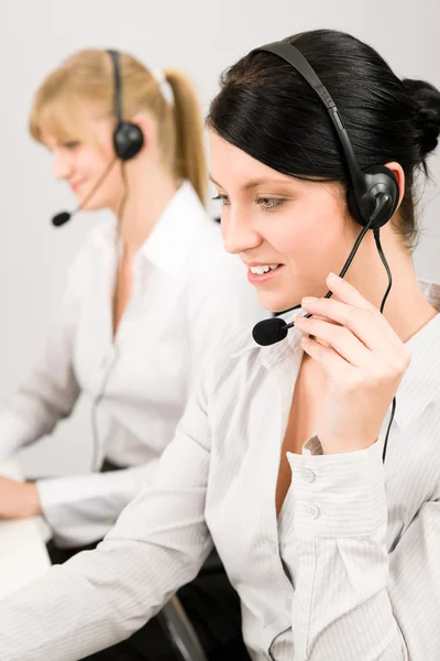 Atención al cliente mujer centro de llamadas auriculares telefónicos Imagen De Stock