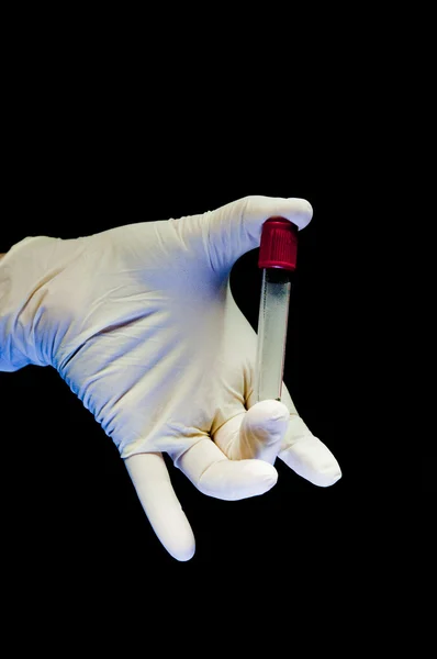 Covered in white glove holding test tube — Stock Photo, Image