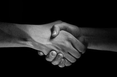 Hands unite with eachother as deal agreement clipart