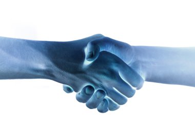 Two hands unite with eachother as agreement clipart