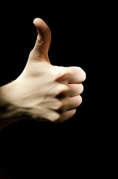 Dedos de una mano con uno grande subido — Foto de Stock