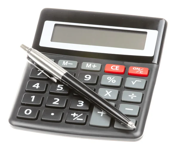 Calcolatrice con penna isolata — Foto Stock