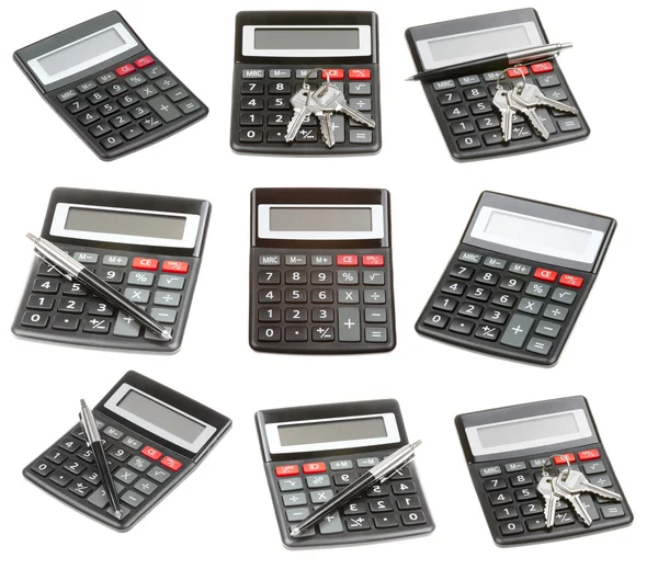 Zestaw kalkulator na białym tle — Zdjęcie stockowe