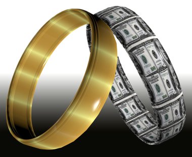 Wedding rings symbolizing prenuptial agreement clipart
