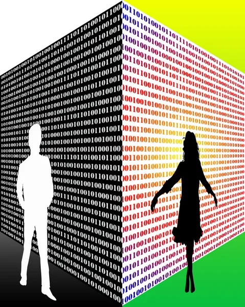 Man och kvinna vid datorn — Stockfoto