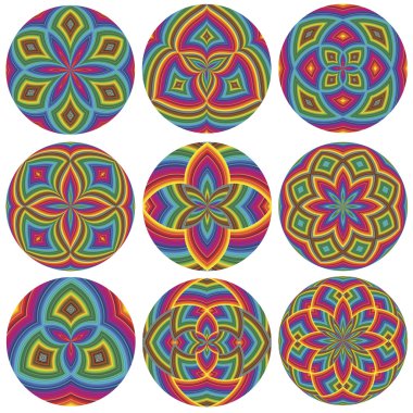 Set of colorful wheels as symbol for harmony clipart