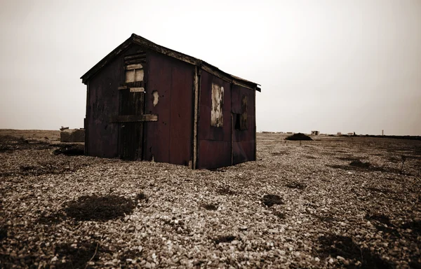 Verlaten bouwvallige hut hut Strand Vissersdorp — Stockfoto