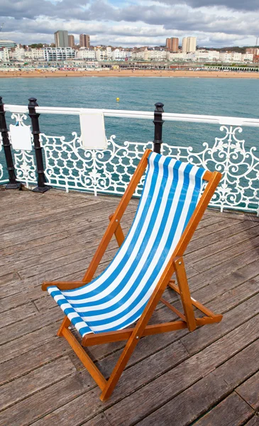 Deck chair pier sea coastline — Stock Photo, Image