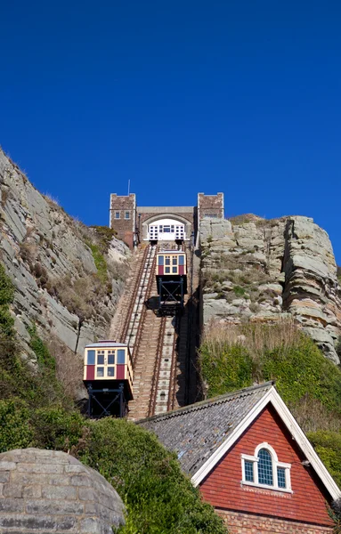 Kabelspoorweg trein klif spoor tram hastings — Stockfoto