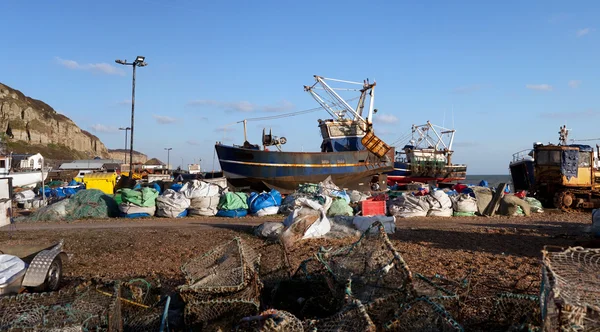 Vonóhálós halászat hajó ipar angliai Hastings — Stock Fotó
