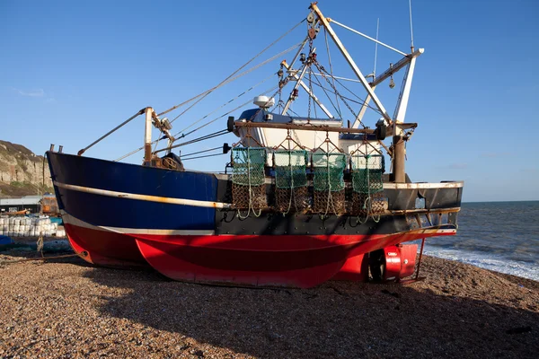 Trawler boot visserijsector hastings, Engeland — Stockfoto