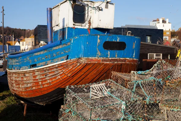Łódź rybołówstwo trawler Anglia hastings — Zdjęcie stockowe
