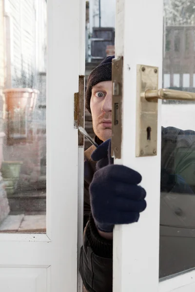 Theif breaking-in burglary security — Stock Photo, Image