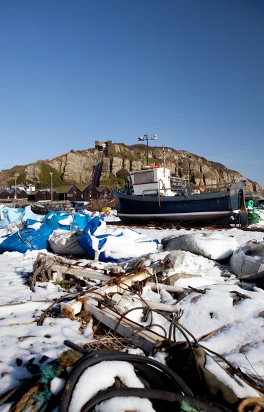 Chalutier industrie des bateaux de pêche Hastings hiver — Photo