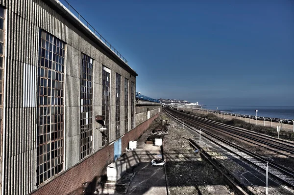 Železniční trať linky skladu průmyslu — Stock fotografie