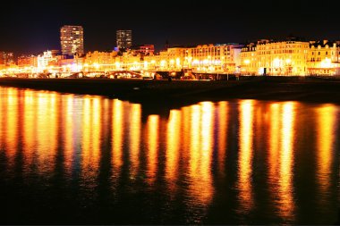 Brighton city lights seafront night clipart