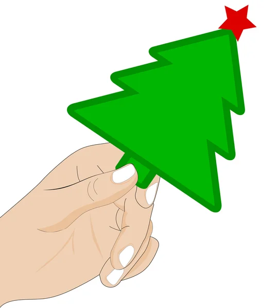 Χέρι με το χριστουγεννιάτικο δέντρο — Διανυσματικό Αρχείο