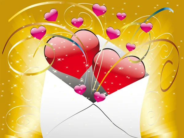 Aşk mektubu bir kalp — Stok Vektör