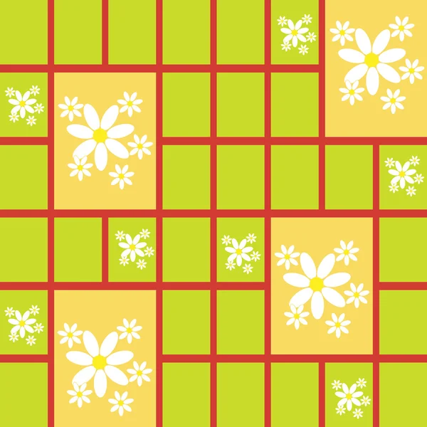 带有雏菊的抽象无缝图案 — 图库矢量图片