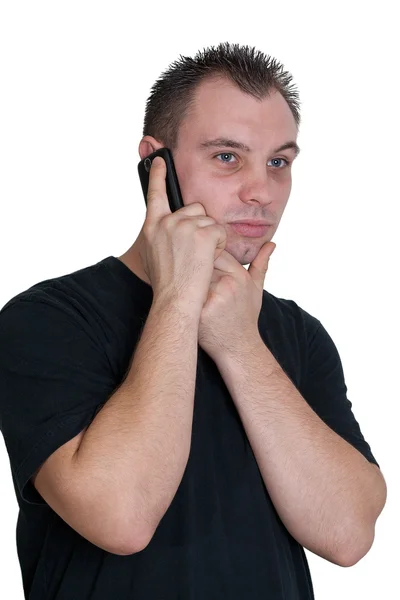 Jeune homme parlant à quelqu'un avec son téléphone portable — Photo