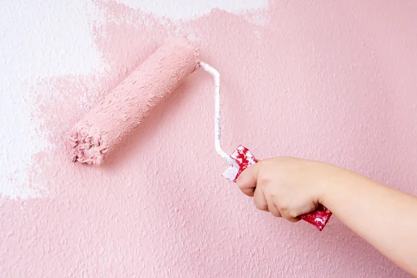 stock image Painting a wall in pink