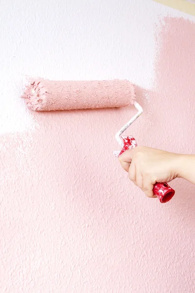 stock image Painting a wall in pink