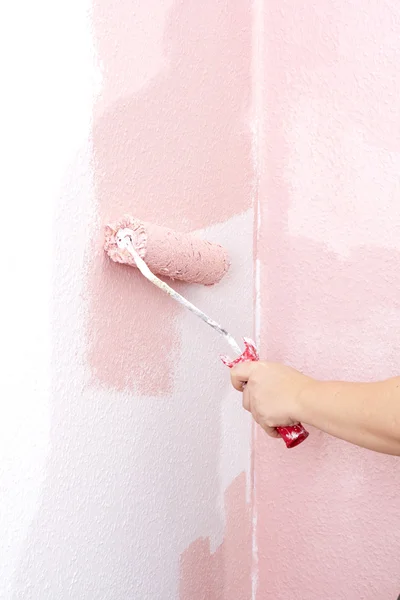 stock image Painting a wall in pink