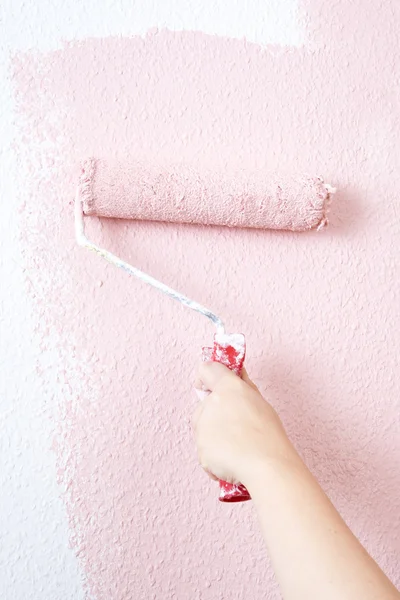 stock image Painting a wall in pink