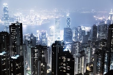 Hong Kong island from Victoria's Peak at night clipart