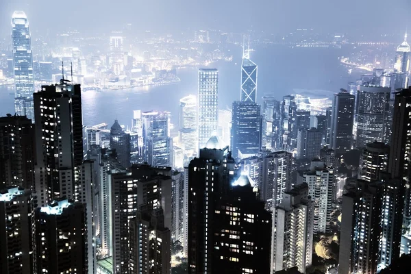Hong kong island von victoria 's peak in der Nacht — Stockfoto