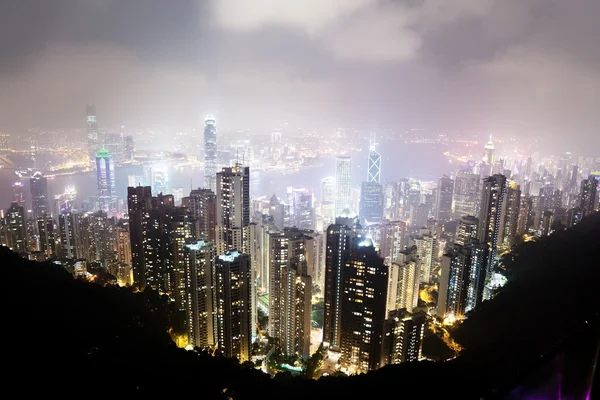 Hong Kong island z Wiktorii w nocy — Zdjęcie stockowe